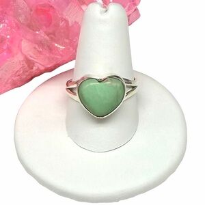 Variscite Heart Shaped Ring Size 9 Solid 925 Sterling Silver Green Stone
